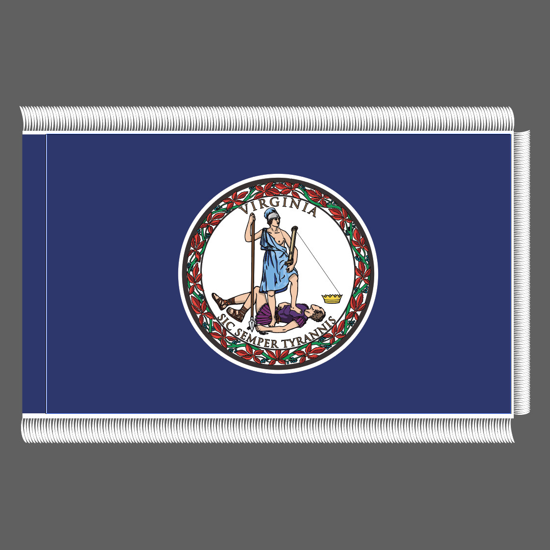Official State of Virginia Indoor Lobby Flag with White Fringe