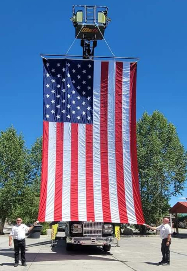 Fire Truck American Flag, Nylon 8x12