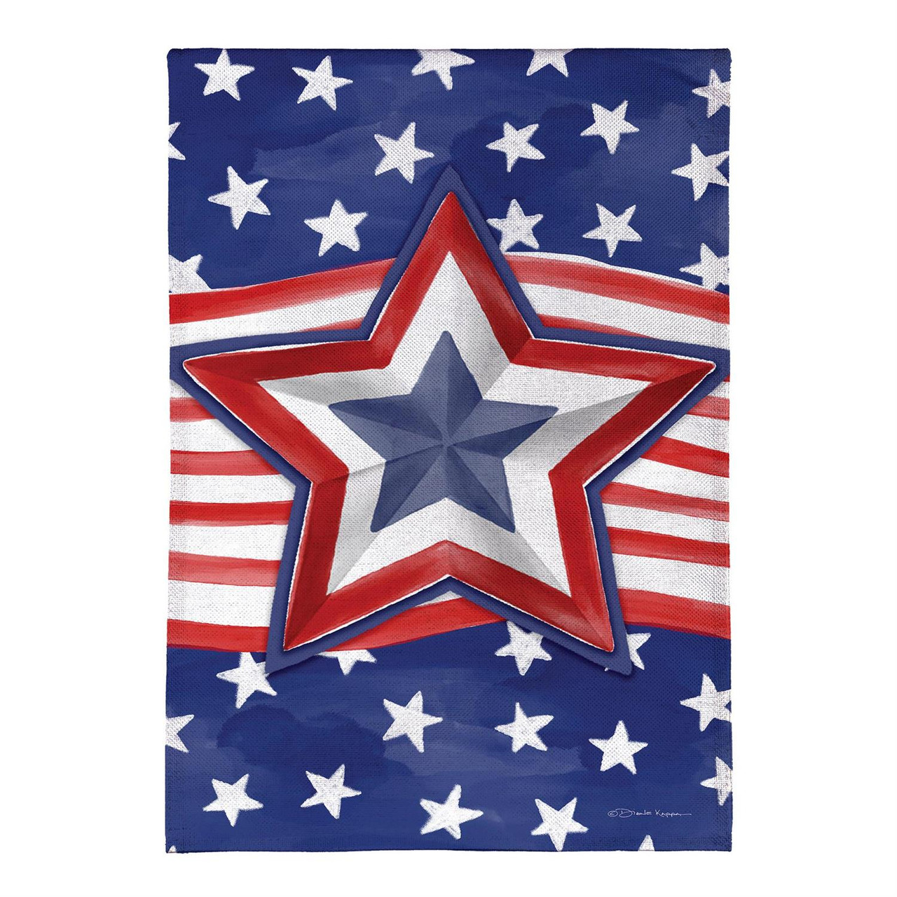 Patriotic Star Power Burlap Garden Flag