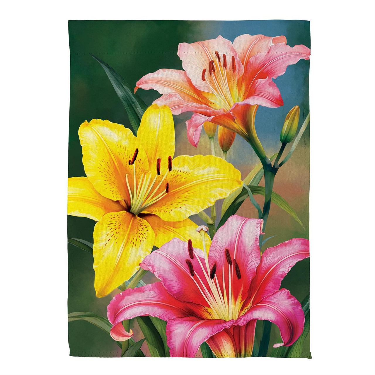Colorful Daylily Suede Garden Flag