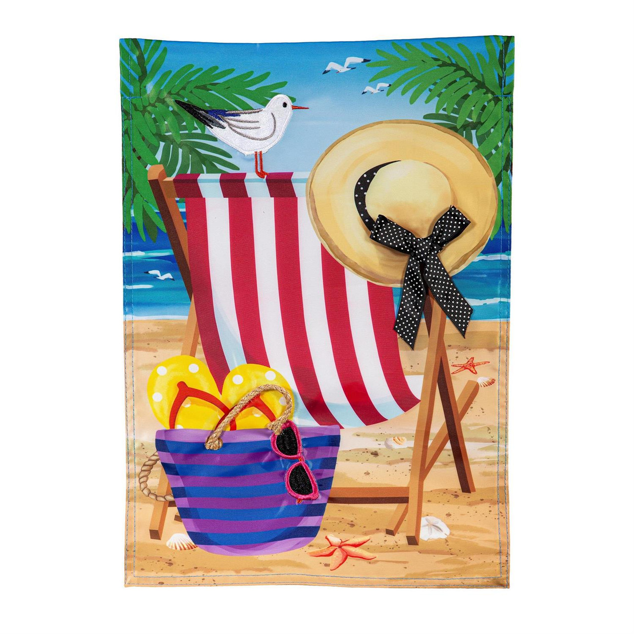 Beach Chair Applique Garden Flag