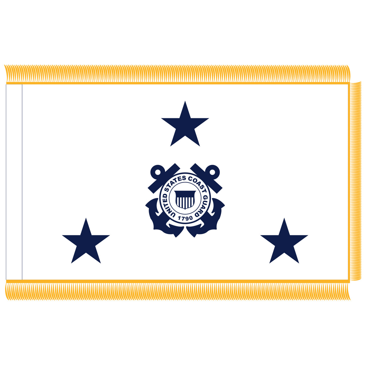 U.S. Coast Guard 3-Star Admiral Fringed Flag (non-seagoing)