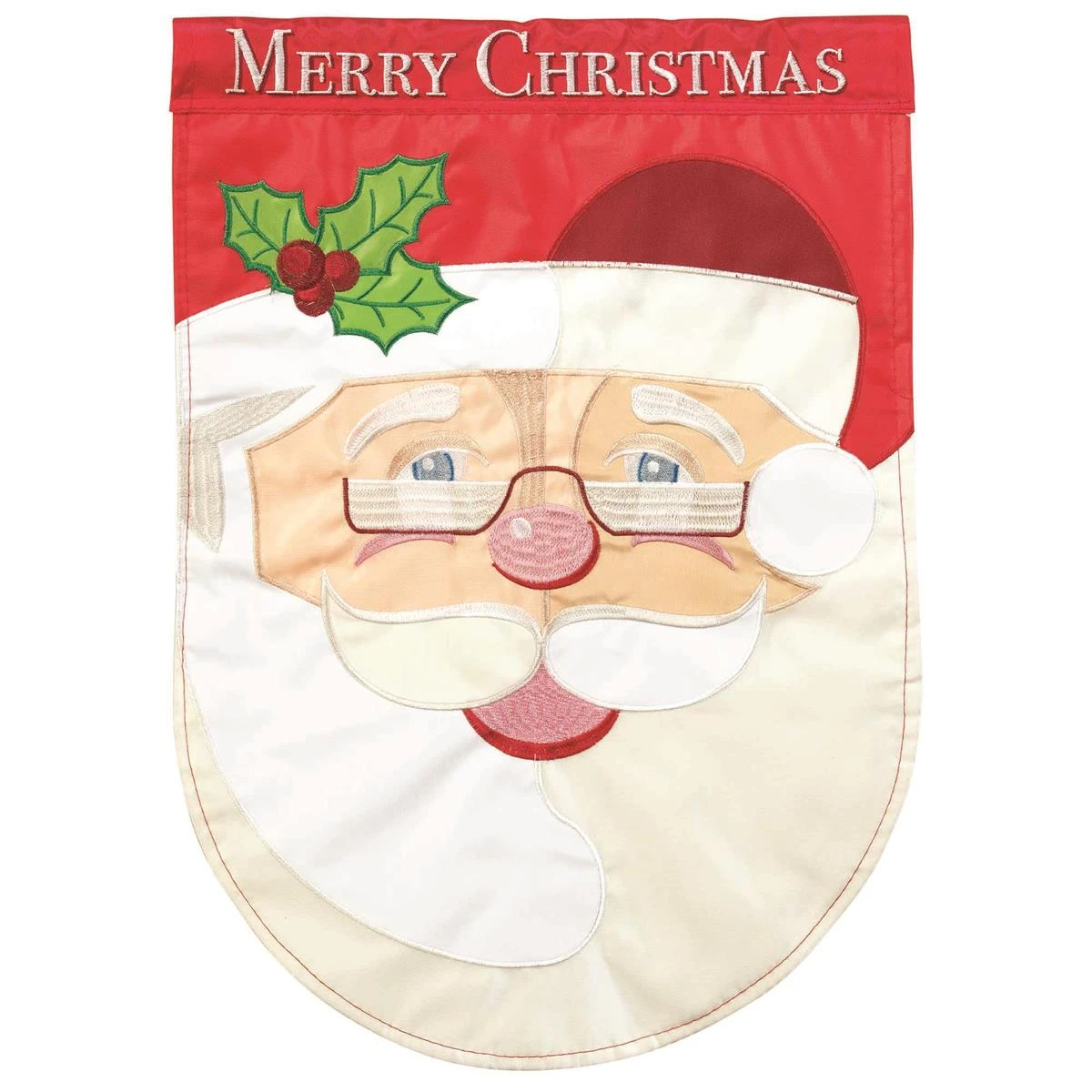 Santa Merry Christmas Double Applique House Flag