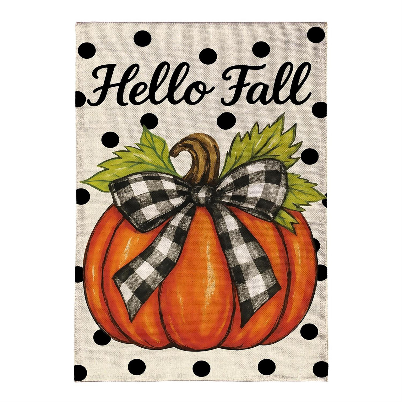 Checkered Bow Pumpkin Burlap Flag House