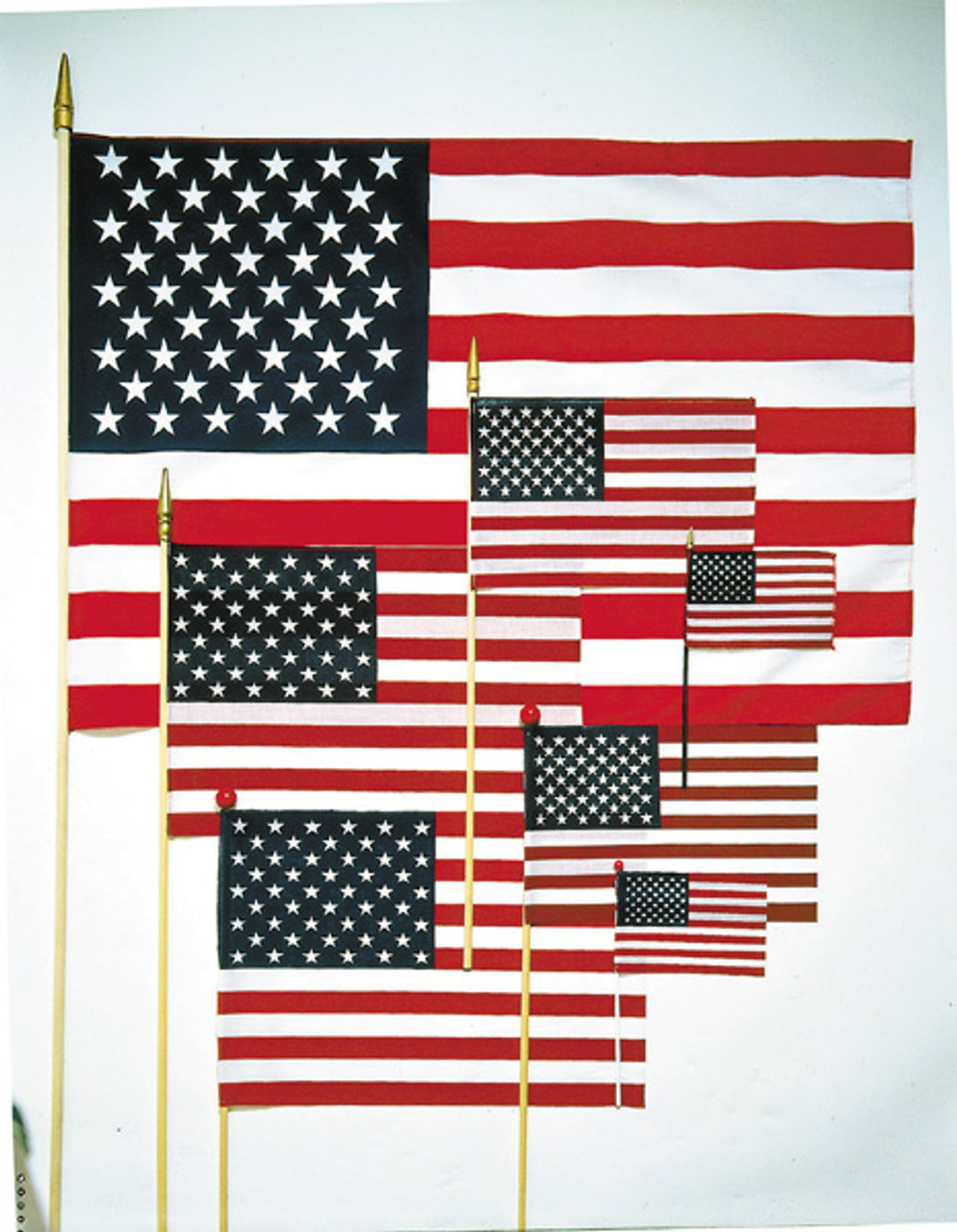 4" x 6" No Fray US Stick Flags (w/ Spear)