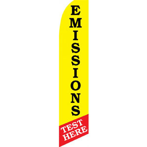 Emissions Test Here Feather Flag