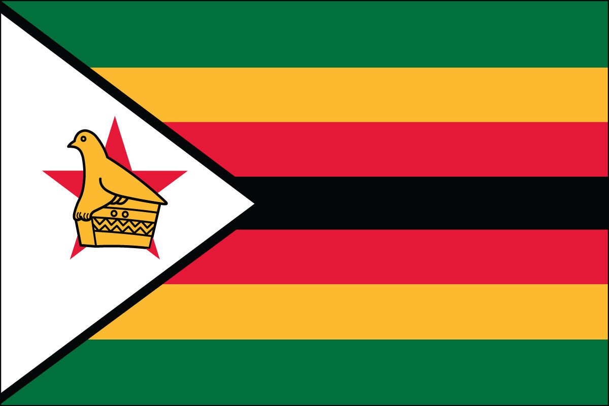 Zimbabwe - 4" x 6" Miniature Stick Flag