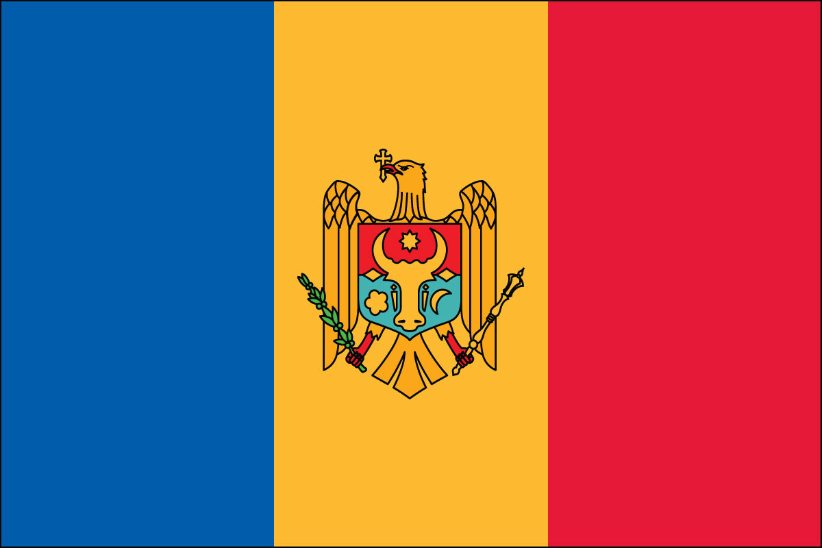 Moldova - 4" x 6" Miniature Stick Flag
