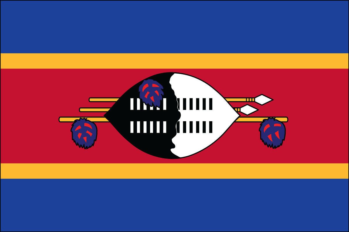 Swaziland - 4" x 6" Miniature Stick Flag