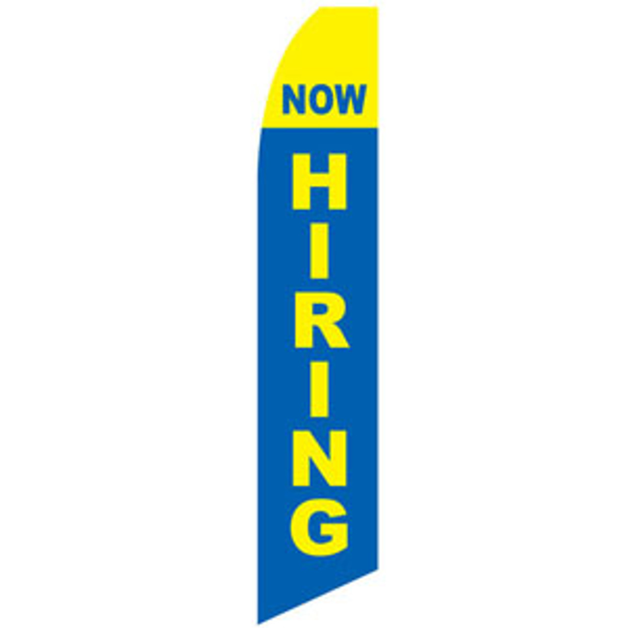 Now Hiring Feather Flag Yellow on Blue