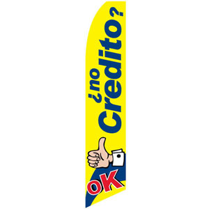 No Credito Ok Feather Flag Blue on Yellow