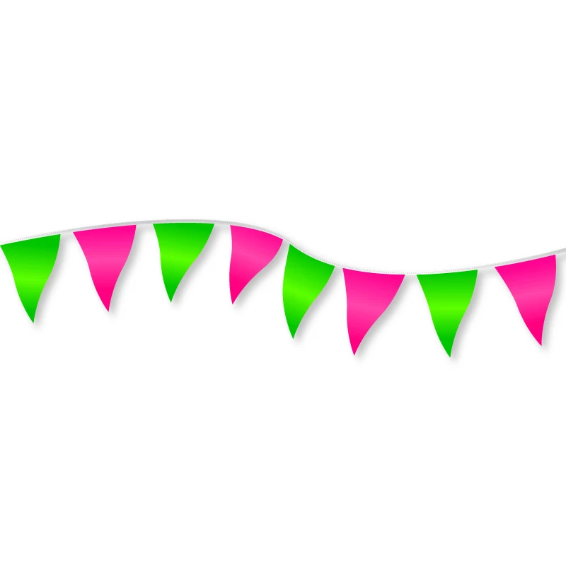 Signal Green and Flame Pink Fluorescent Mass Pennants