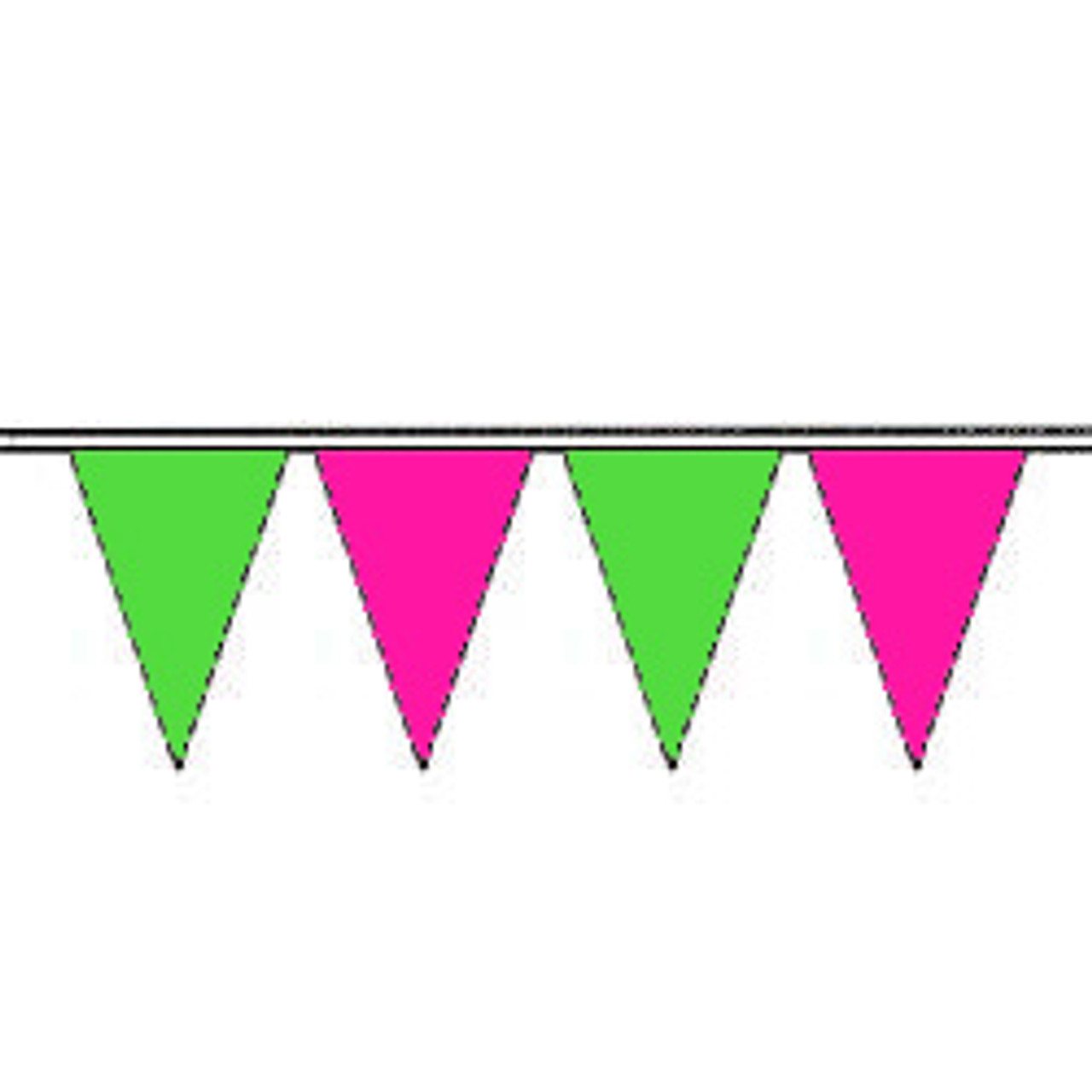 Signal Green and Flame Pink Fluorescent Pennants