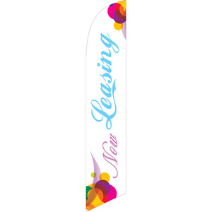 Now Leasing (pink and blue letters) Semi Custom Feather Flag Kit