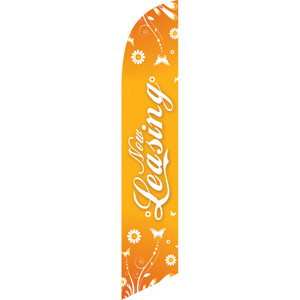Now Leasing (orange background) Semi Custom Feather Flag Kit