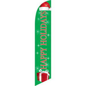 Happy Holidays (green background) Semi Custom Feather Flag Kit 