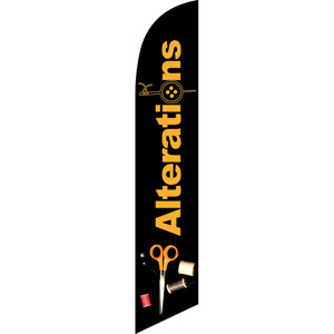 Alterations (yellow letters, black background) Semi Custom Feather Flag Kit
