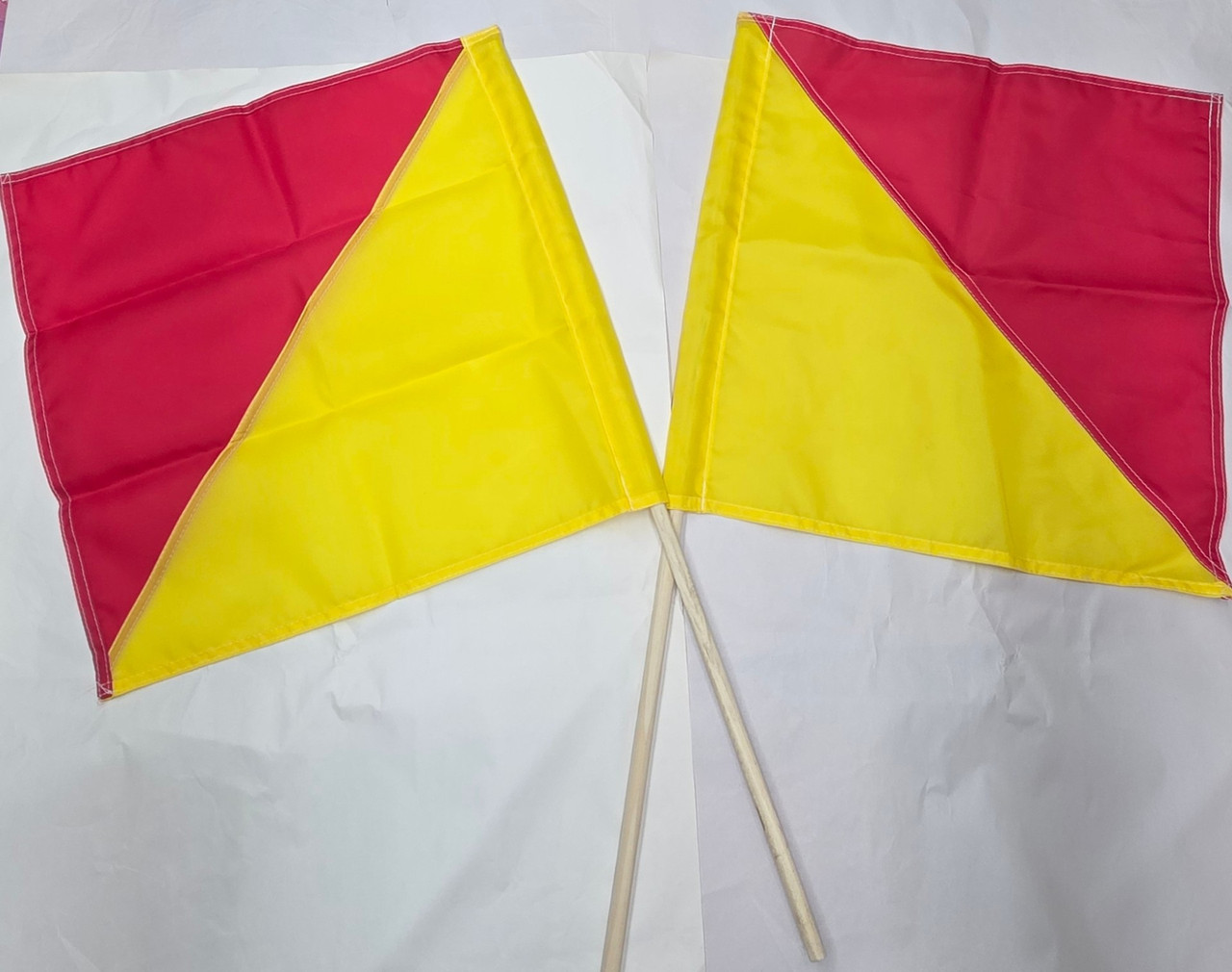 Semaphore Signal Flag Red and Yellow Set Of 2- Mounted