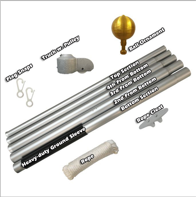 20' Tapered Aluminum Flagpole Replacement 3rd From Bottom Section