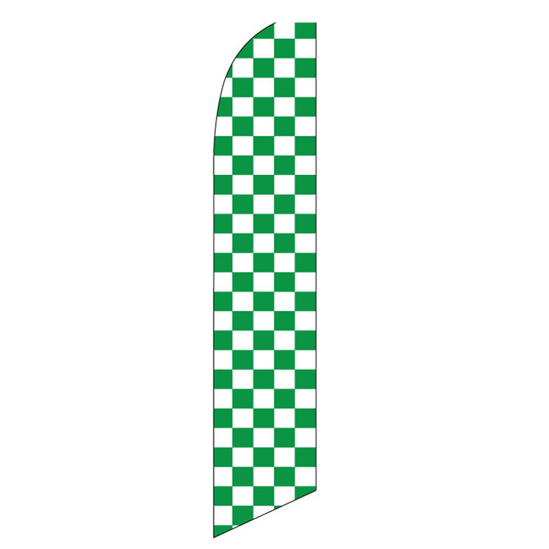 Checkered Green and White Feather Flag