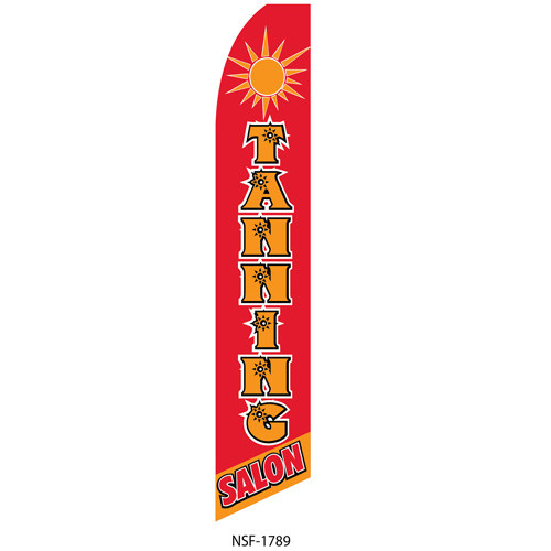 Tanning Salon (red background) Feather Flag 