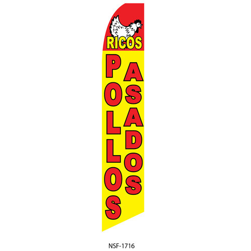 Ricos Pollos Asados (Rich Roasted Chicken) Feather Flag 