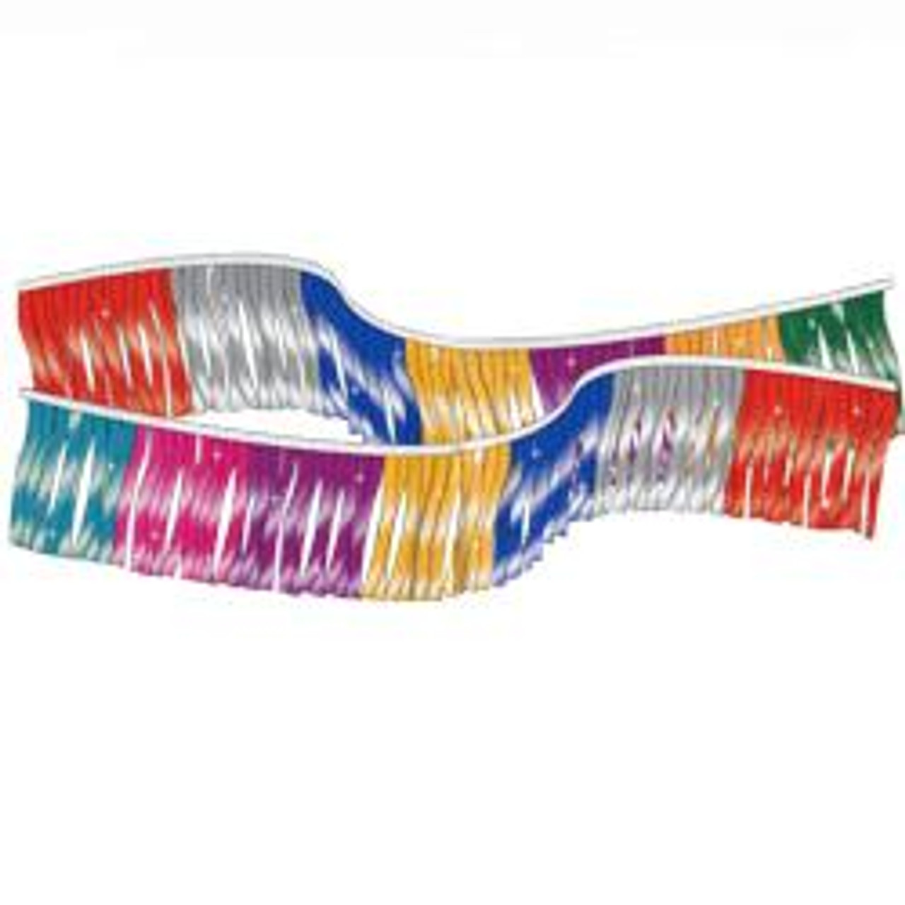 Red, Silver & Blue Fringe 60' Metallic Streamers