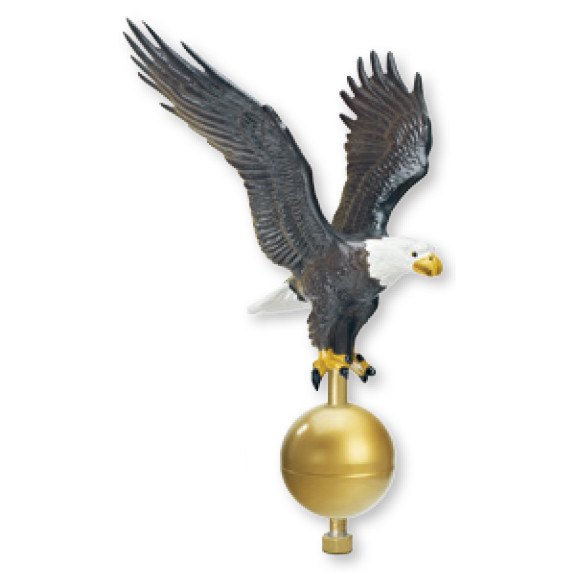 Natural Flying Eagle Flagpole Topper - On 3 Inch Ball