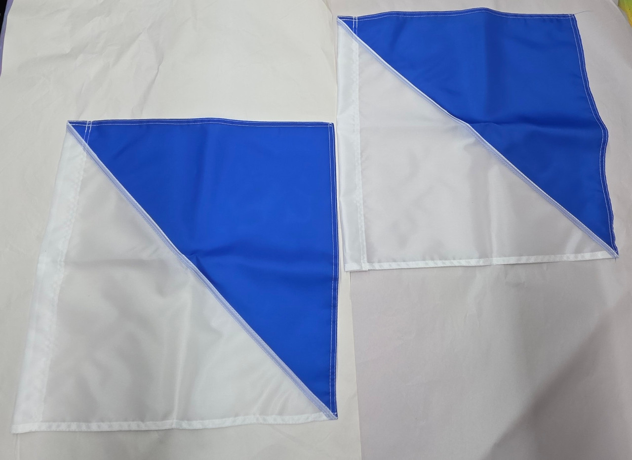 Semaphore Signal Flag Blue and White Set Of 2 ( No-Sticks)