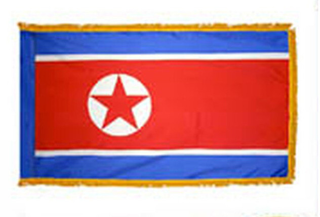 North Korea Fringed Lobby Flag