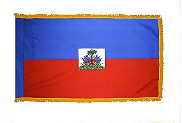 Haiti Fringed Lobby Flag
