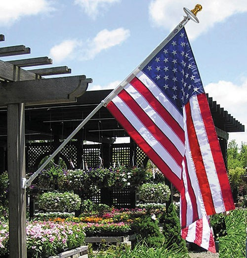 Spinning Pole Set with US Flag and Solar Light 