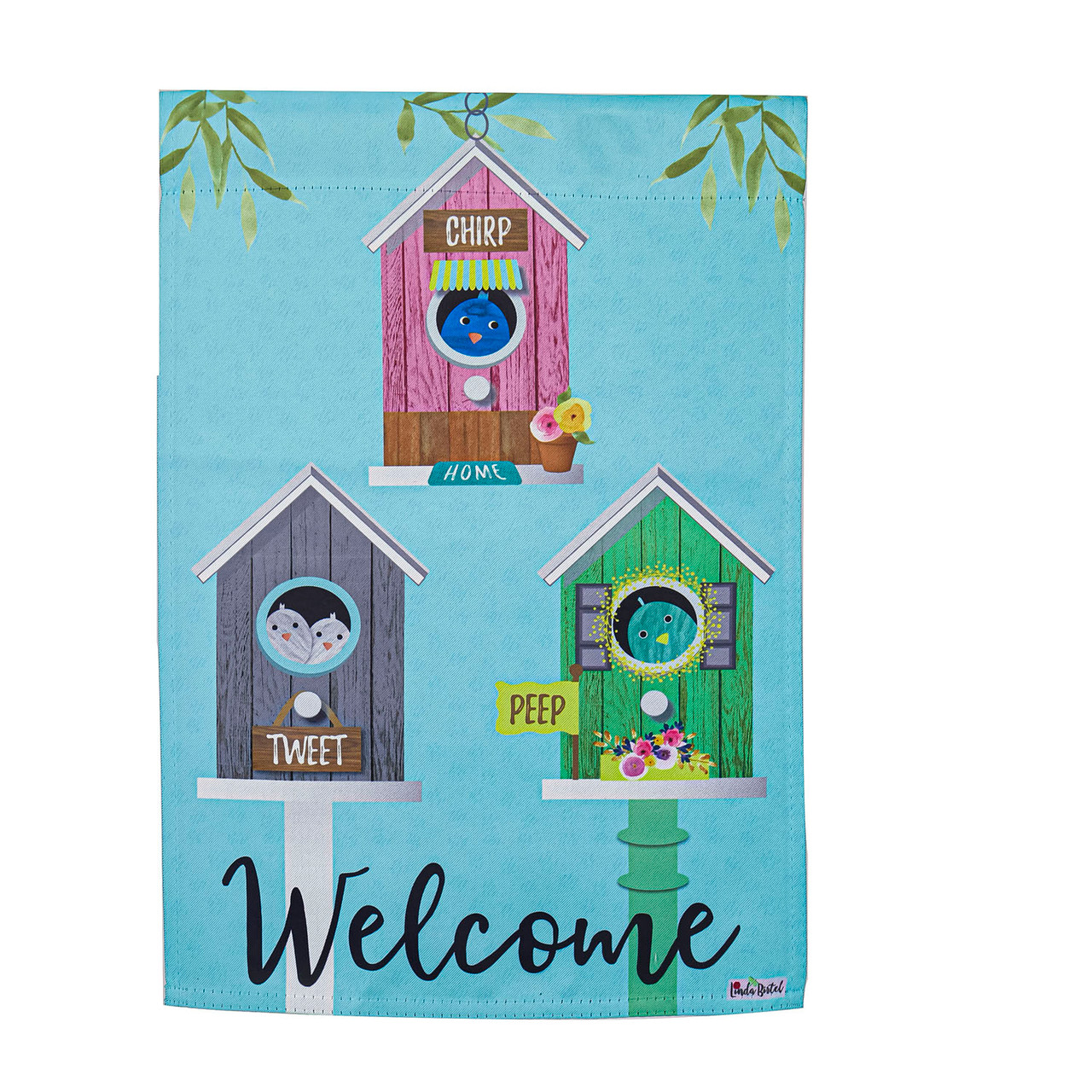 Birdhouse Friends Suede Garden Flag