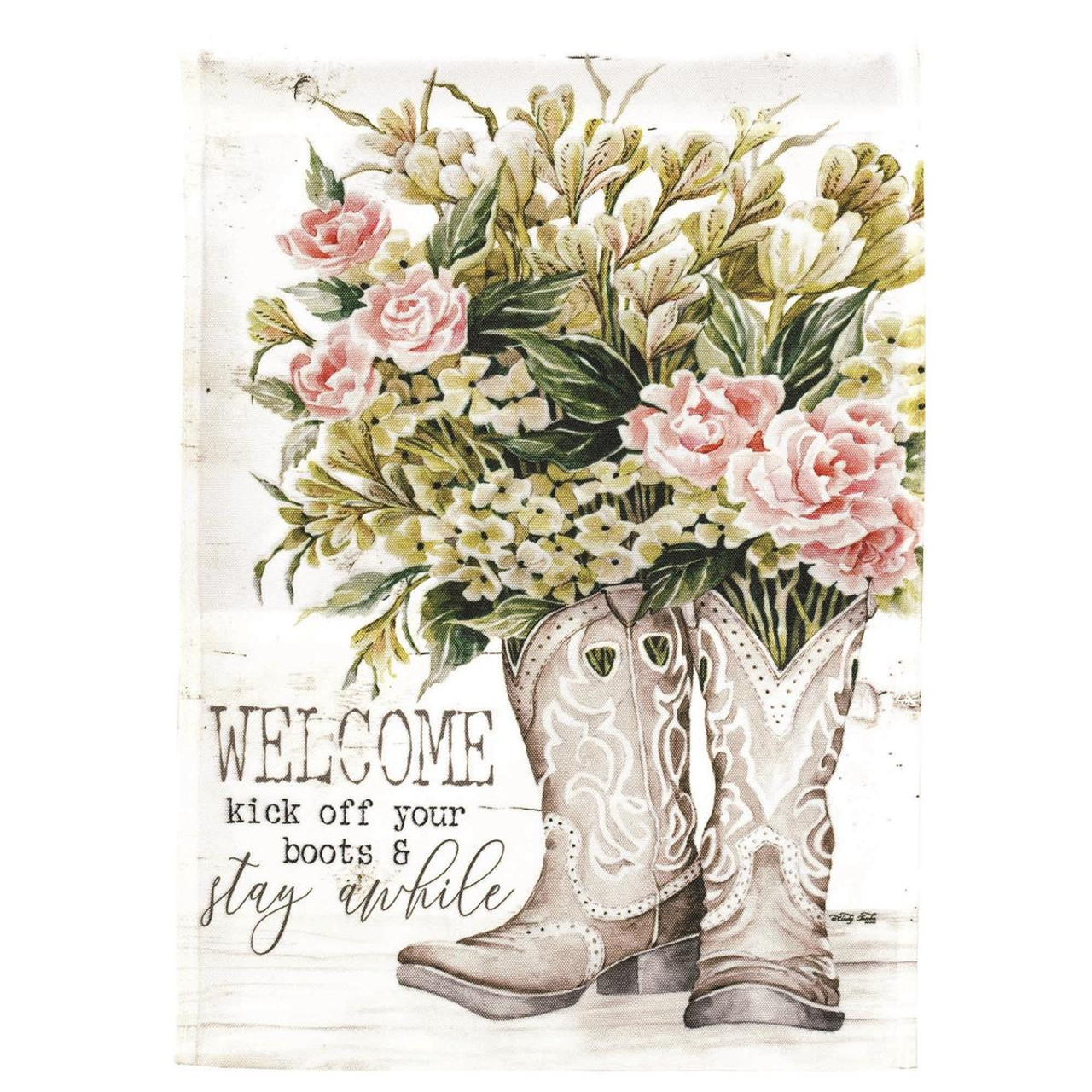 Welcome... Stay Awhile Polyester House Flag