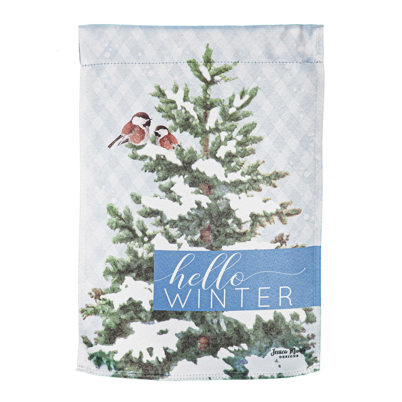 Hello Winter Birds Suede Garden Flag