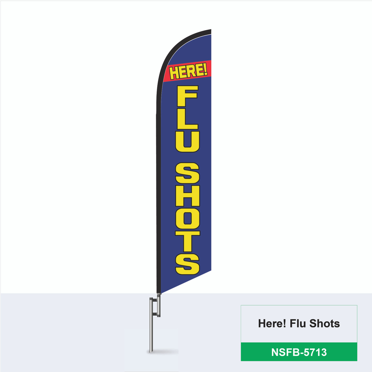 Flu Shots Here Feather Flag ( Blue )- Full Swoop