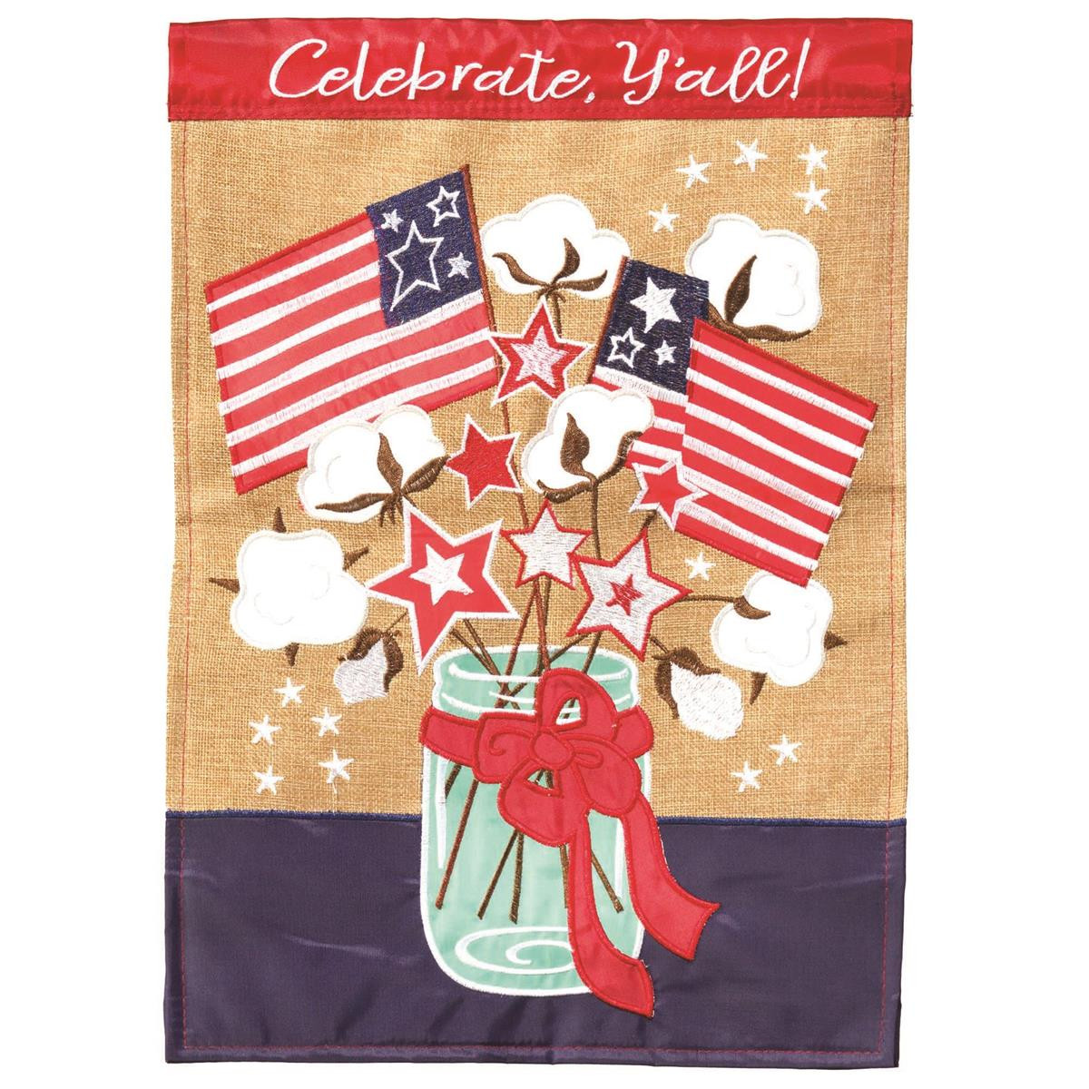 Patriotic Cotton Jar Garden Flag