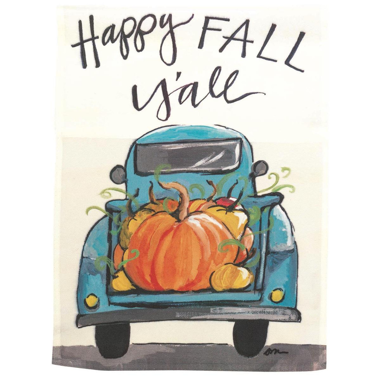 Truck With Pumpkins Polyester House Flag
