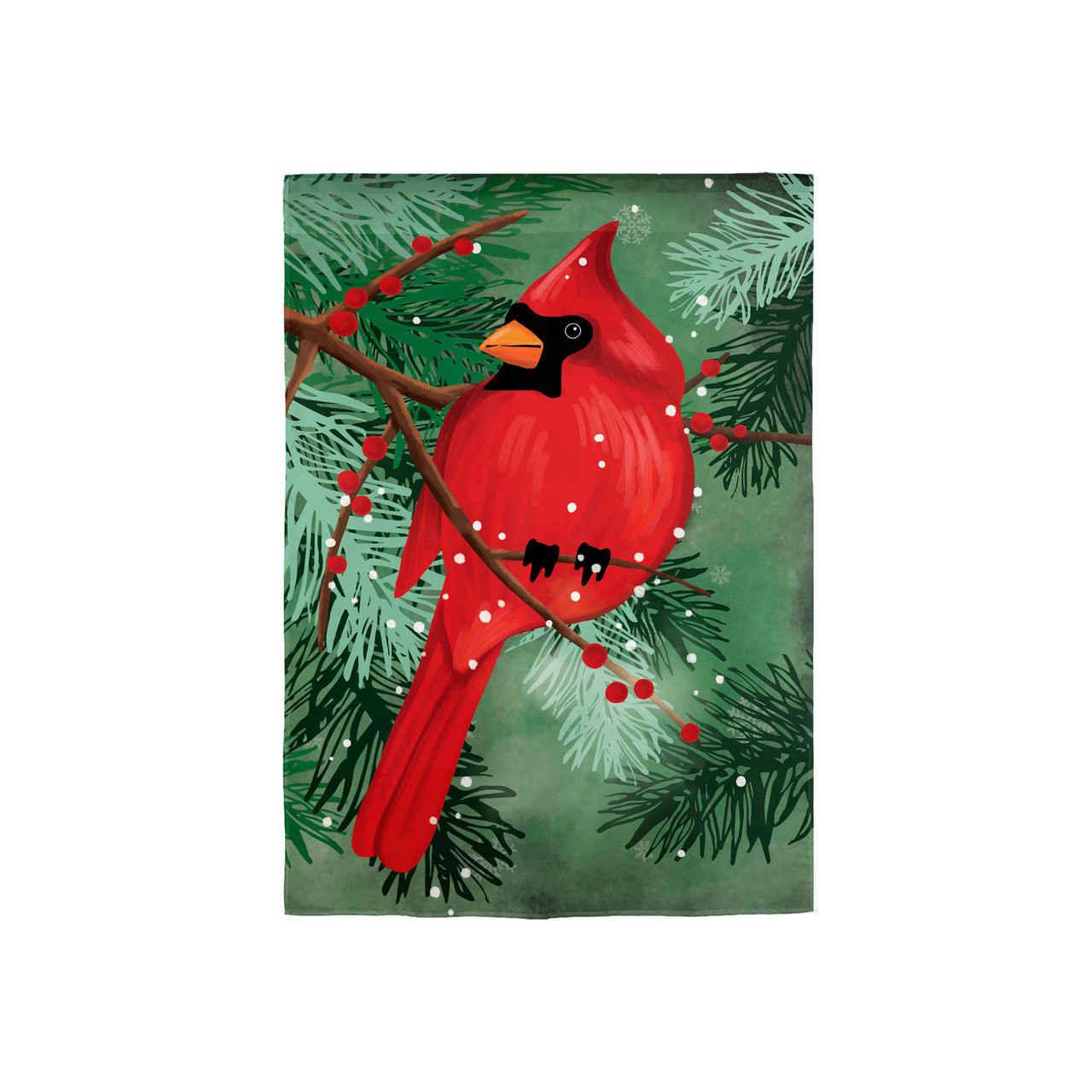 Cardinal in Pines Applique Garden Flag