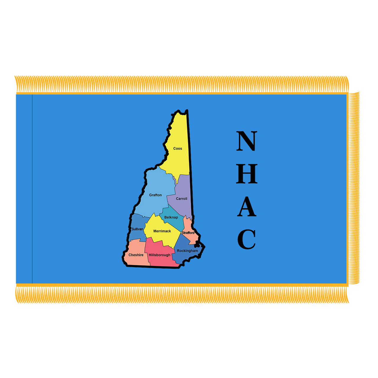New Hampshire County Map 3x5 Indoor Lobby Flag