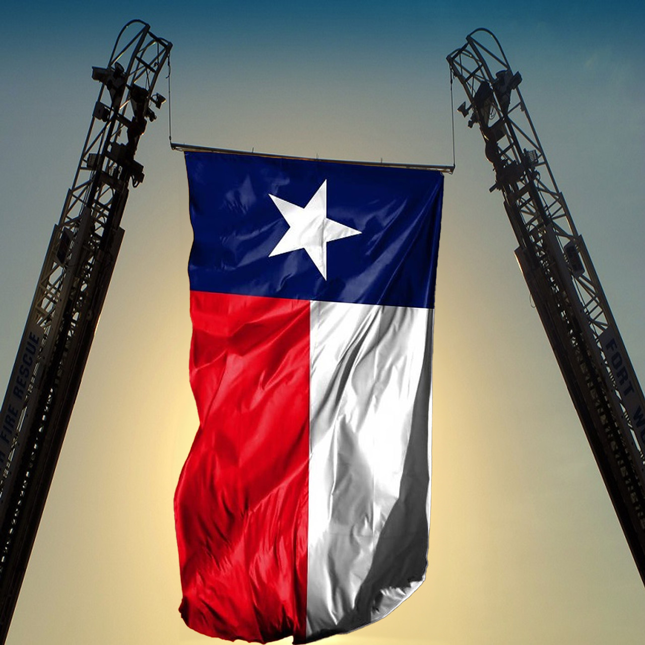 Fire Truck Texas Flag, Nylon 10 x 15 with D Rings and Corner Weights