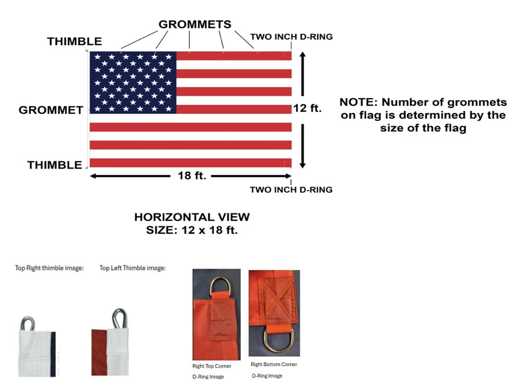 Hanger / Warehouse 12x18 Ft USA Polyester Flag With D Rings and Grommets