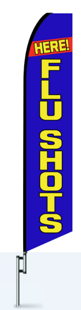 Flu Shots Here Feather Flag ( Blue )- Half Swoop