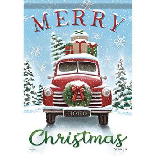 Christmas Truck House Flag
