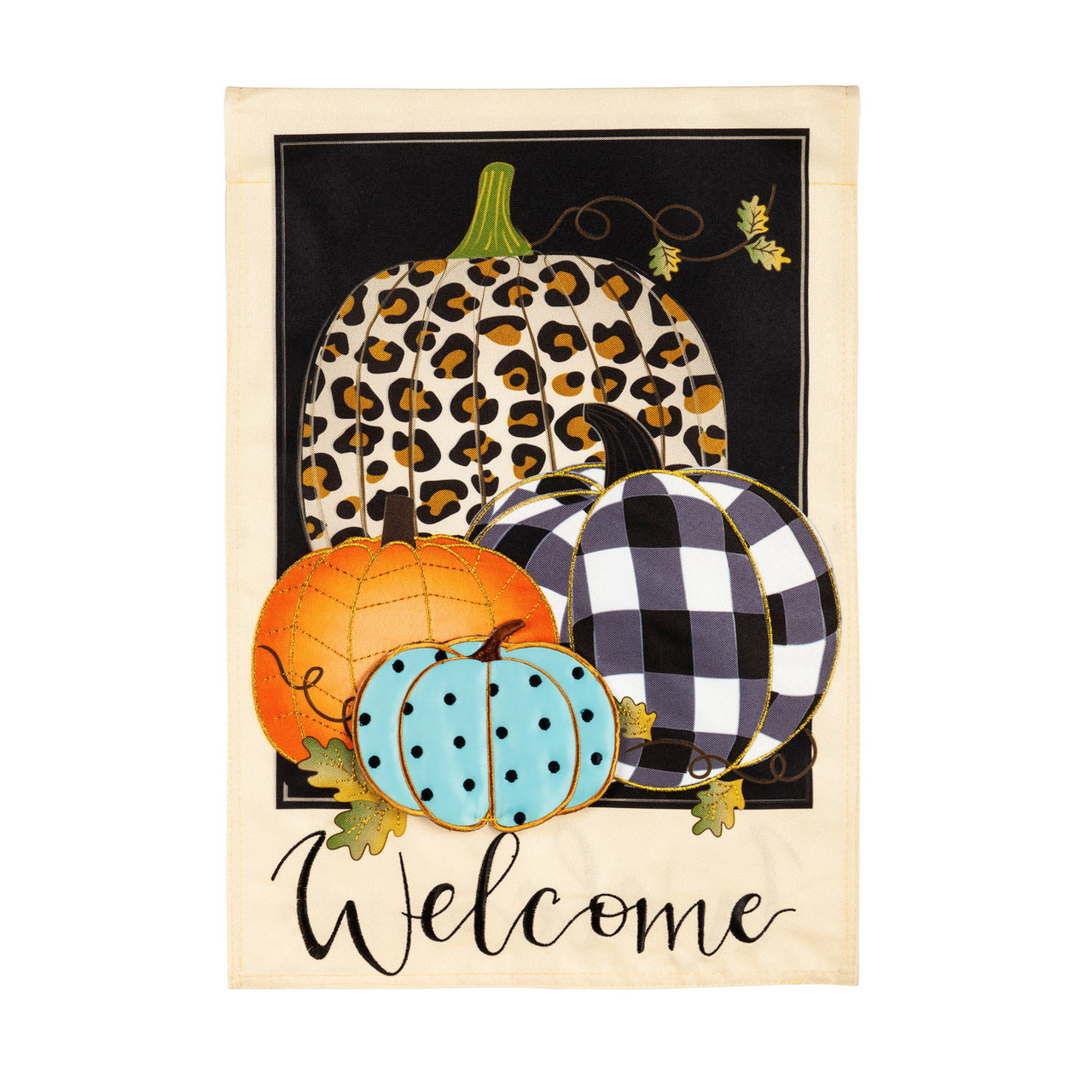 Mixed Print Pumpkins Linen House Flag