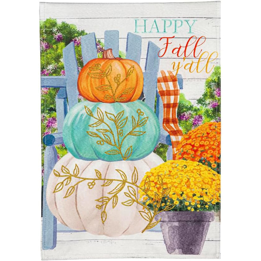 Stacked Pumpkins Linen Garden Flag