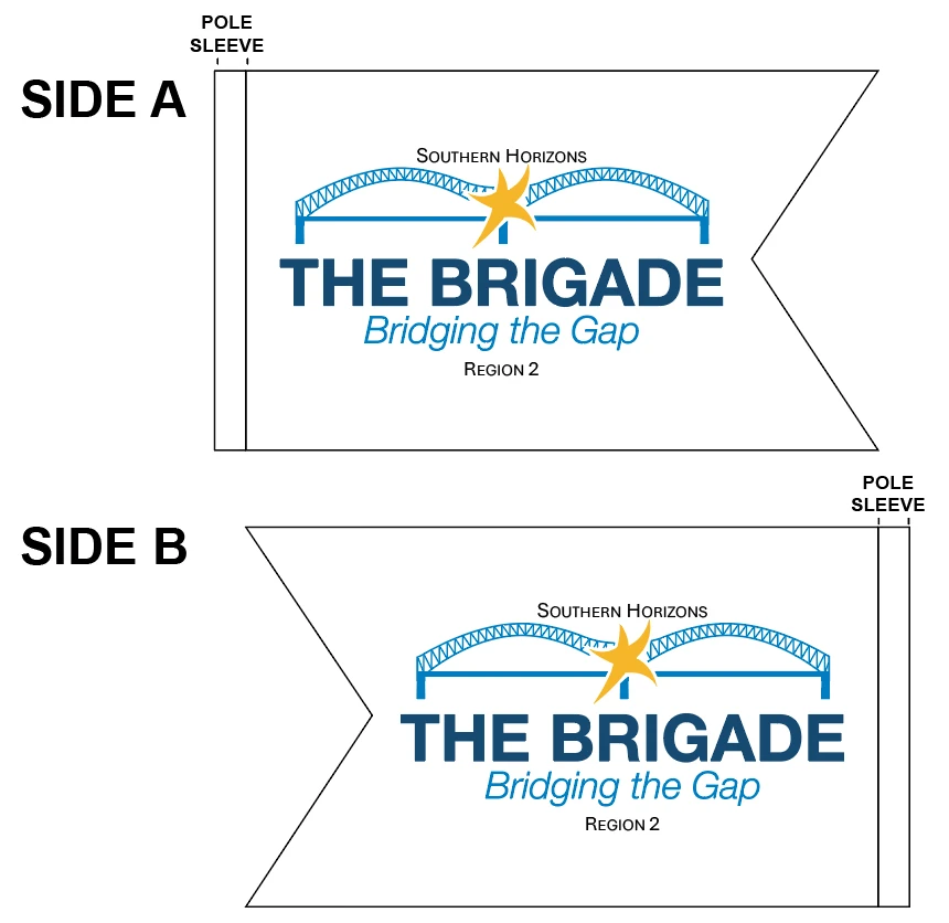 The Brigade Double Sided Burgee 3x5 qty 2 Pole Hem  (package)
