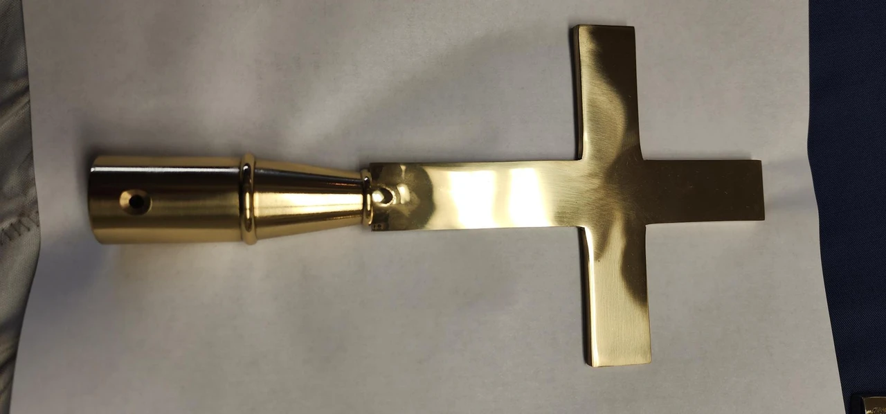 Metal Gold Church Cross for Wood Poles Only