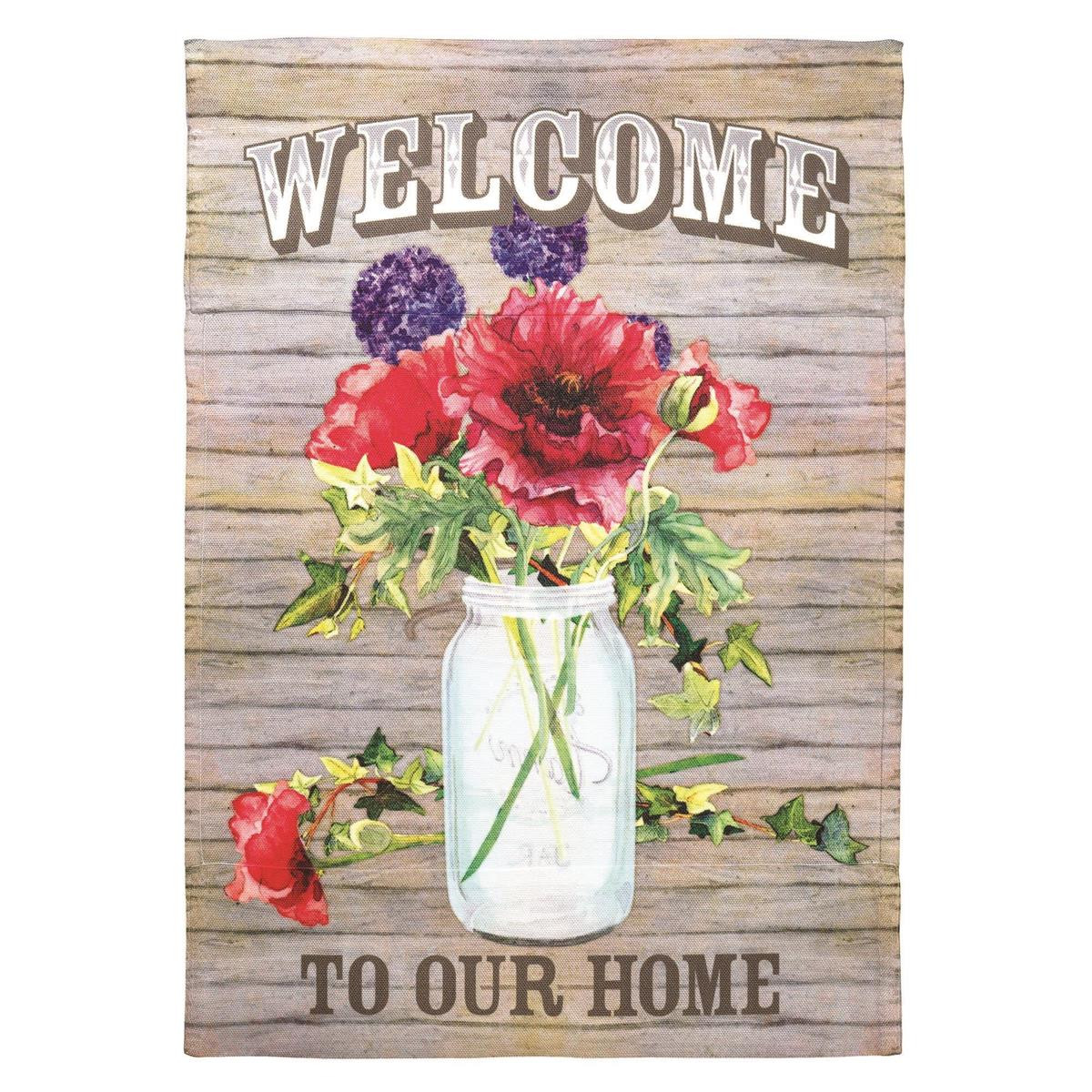 Red Poppy Mason Jars Polyester Garden Flag