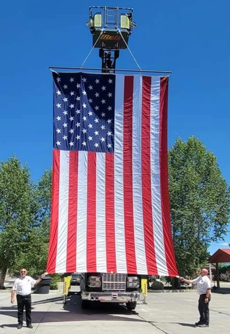 Modified- Fire Truck American Flag, Polyester 12x18- 2 Extra D ring sets added